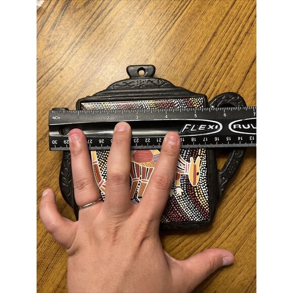 Tile Trivet Hot Pad Tea Kettle Teapot Shape w/ Kangaroo Mosaic Style Cast Iron - Picture 7 of 8